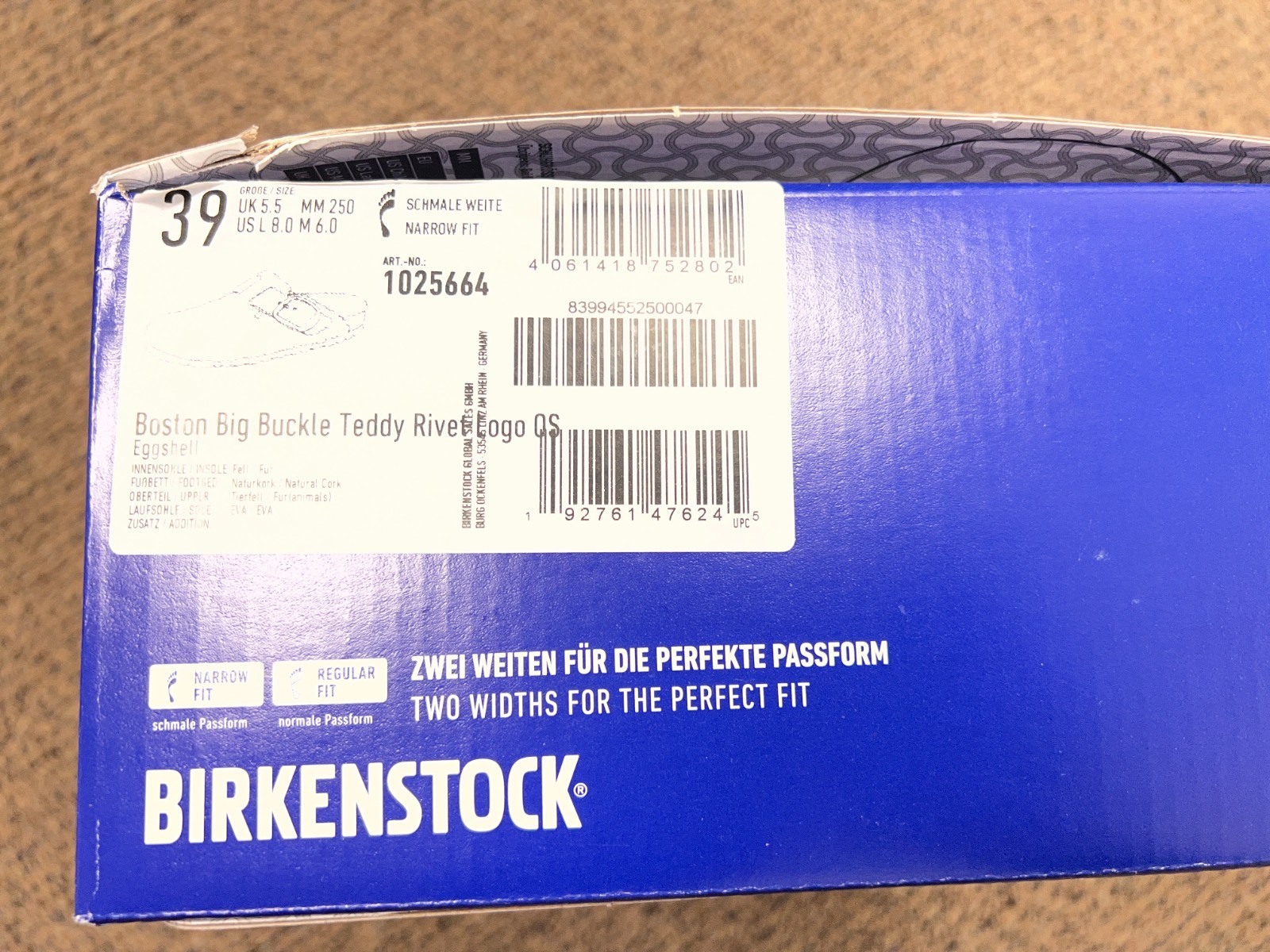 Birkenstock Boston Big Buckle Teddy Rivet logo OS (1025664) EU 39 (US W 8 / M 6)