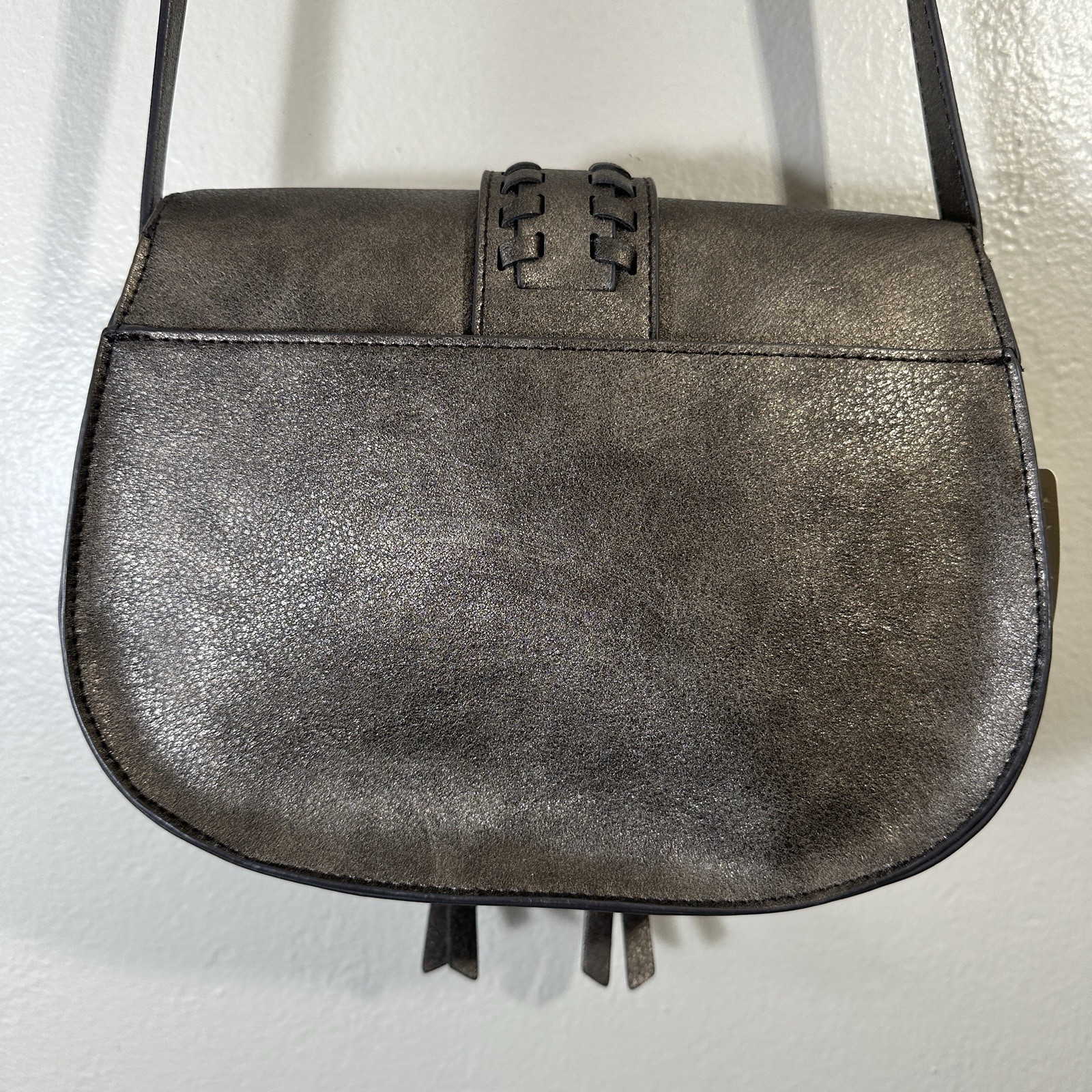 A.N.A. Boho bronze color Leather Crossbody Bag Adjustable Strap Brass Accents