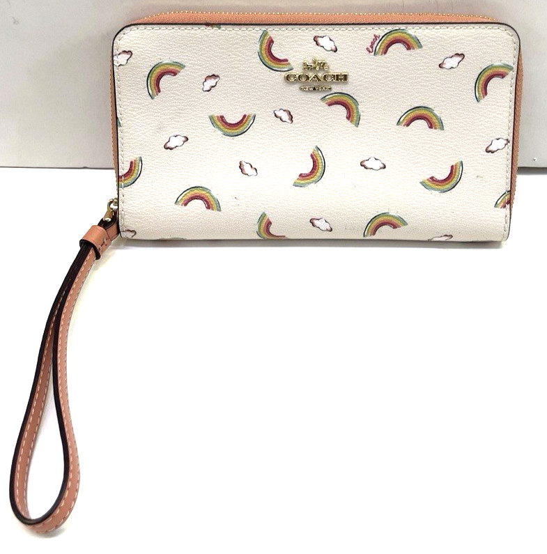 COACH Signature Rainbows Novelty Wristlet Wallet Purse Money Card Holder