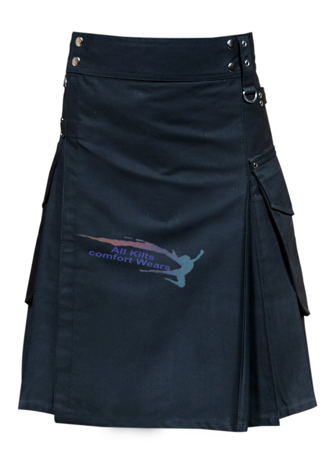 New Active Men Black Cargo Utility Fashion Kilt