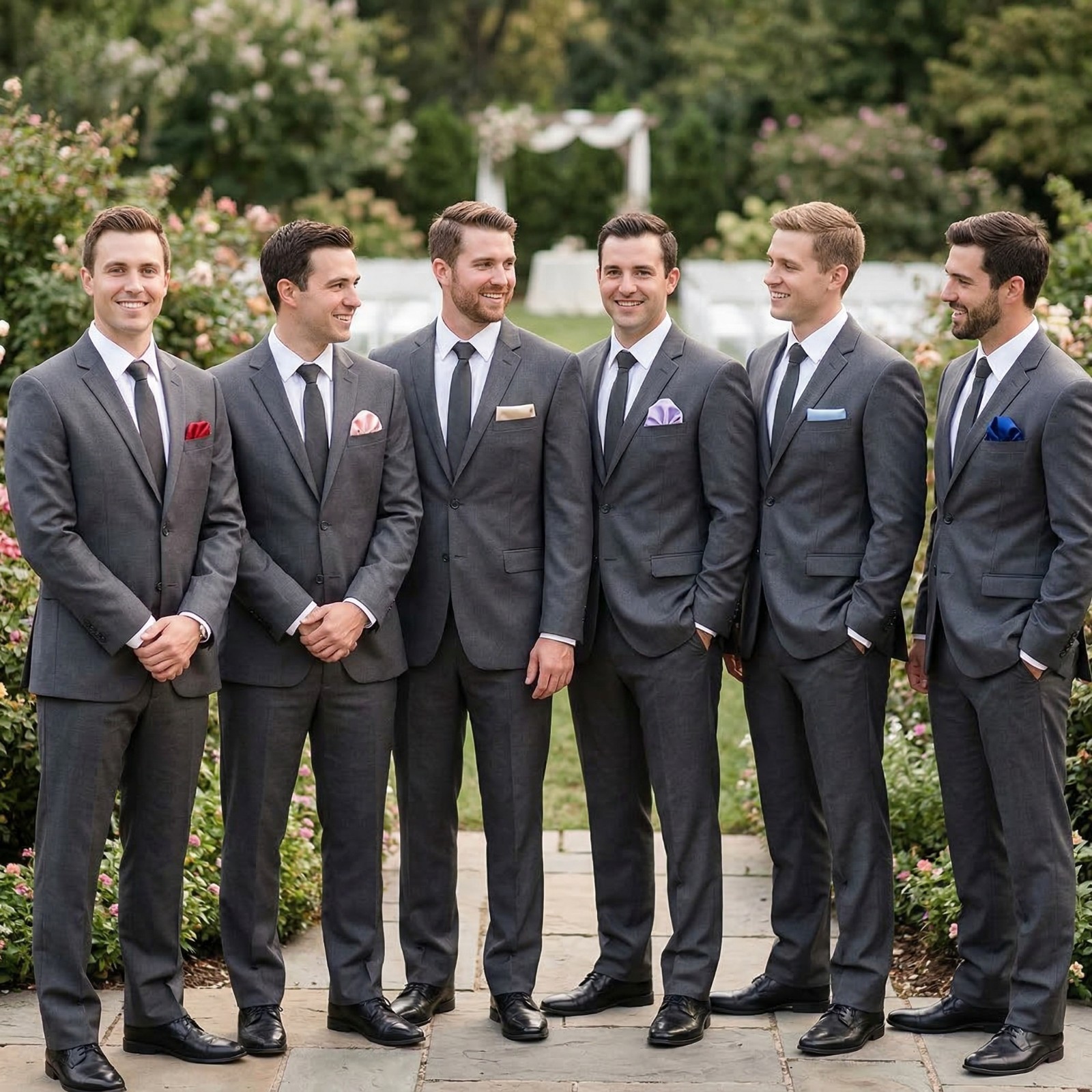 12 Pcs Mens Solid Mixed Color Pocket Squares Wedding Handkerchiefs