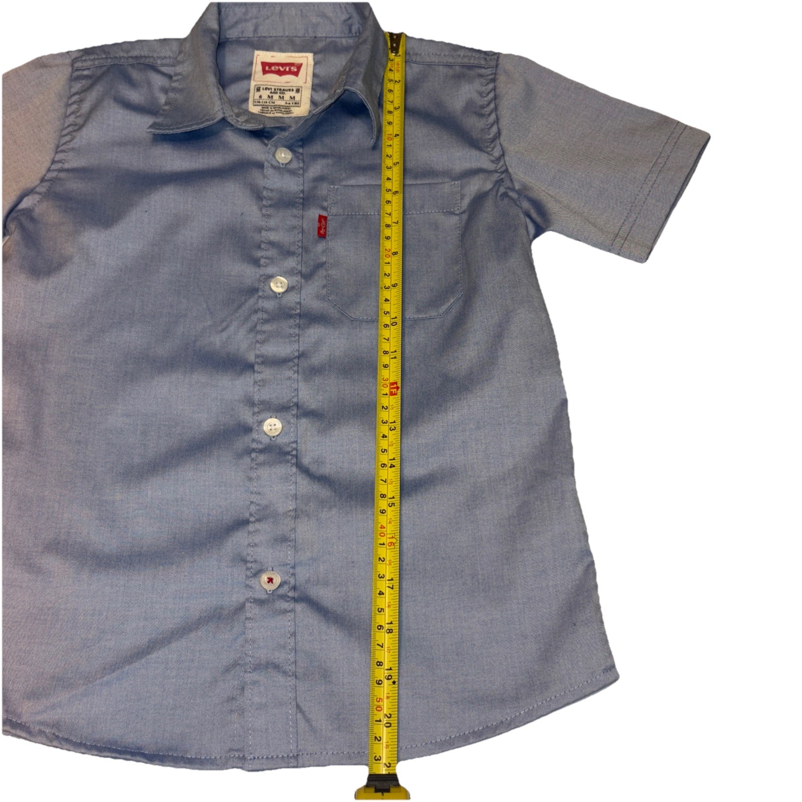 Levi’s Youth Boys Denim Light Blue Cotton Button Up SZ 6 Little Boys Ages 5-6