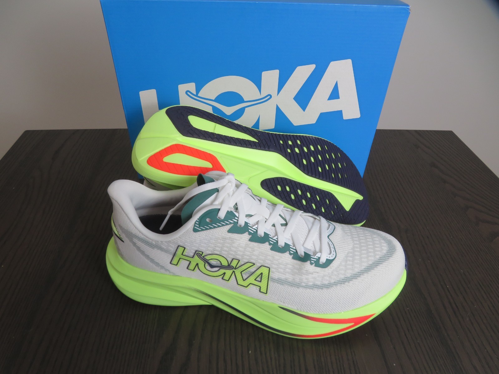 Hoka One One Mach 7 Mens 12 Shoes 1171904 FYZ Gray Green Running Gym Sneaker