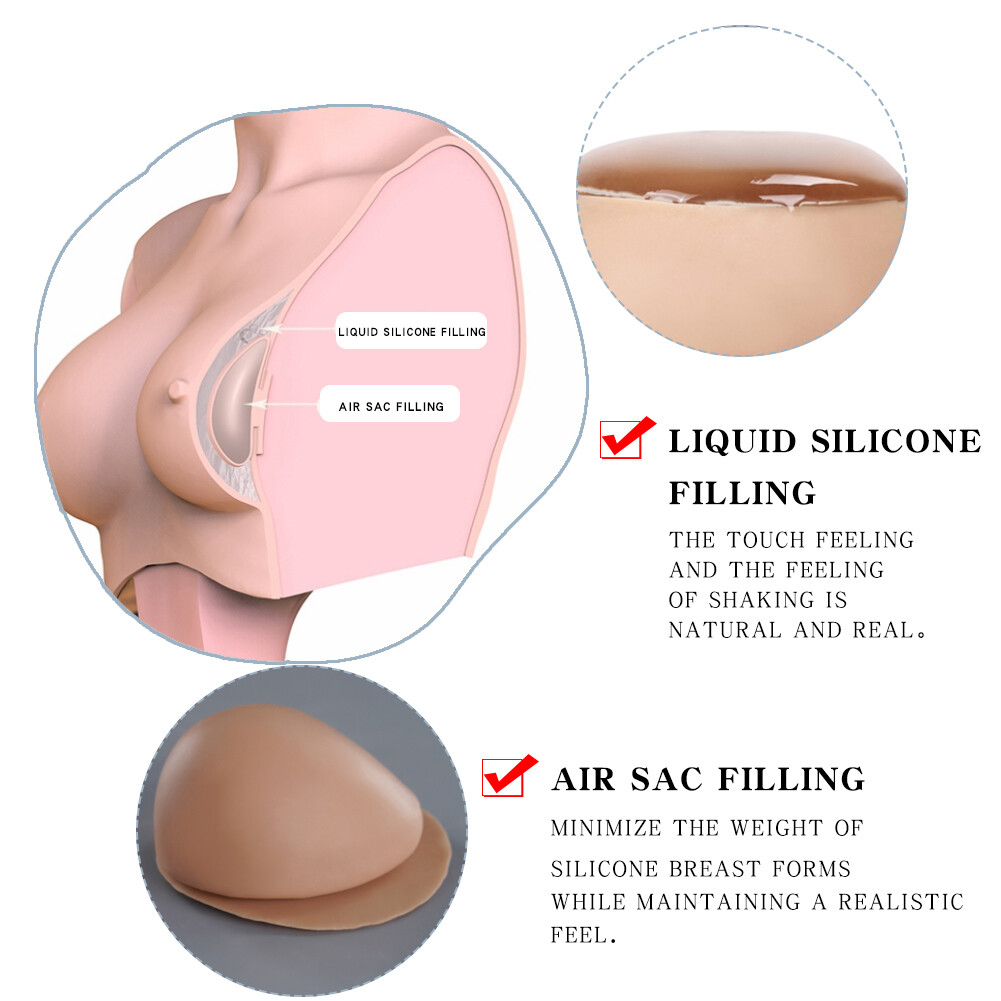 IMI 9th Flocking Silicone Breast Form Boobs B-K Cup Breastplate for Crossdresser