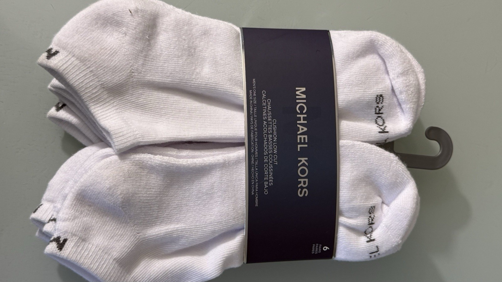 Michael Kors Men’s Cushioned Low Cut Socks 6 Pair Pack White One Size NWT