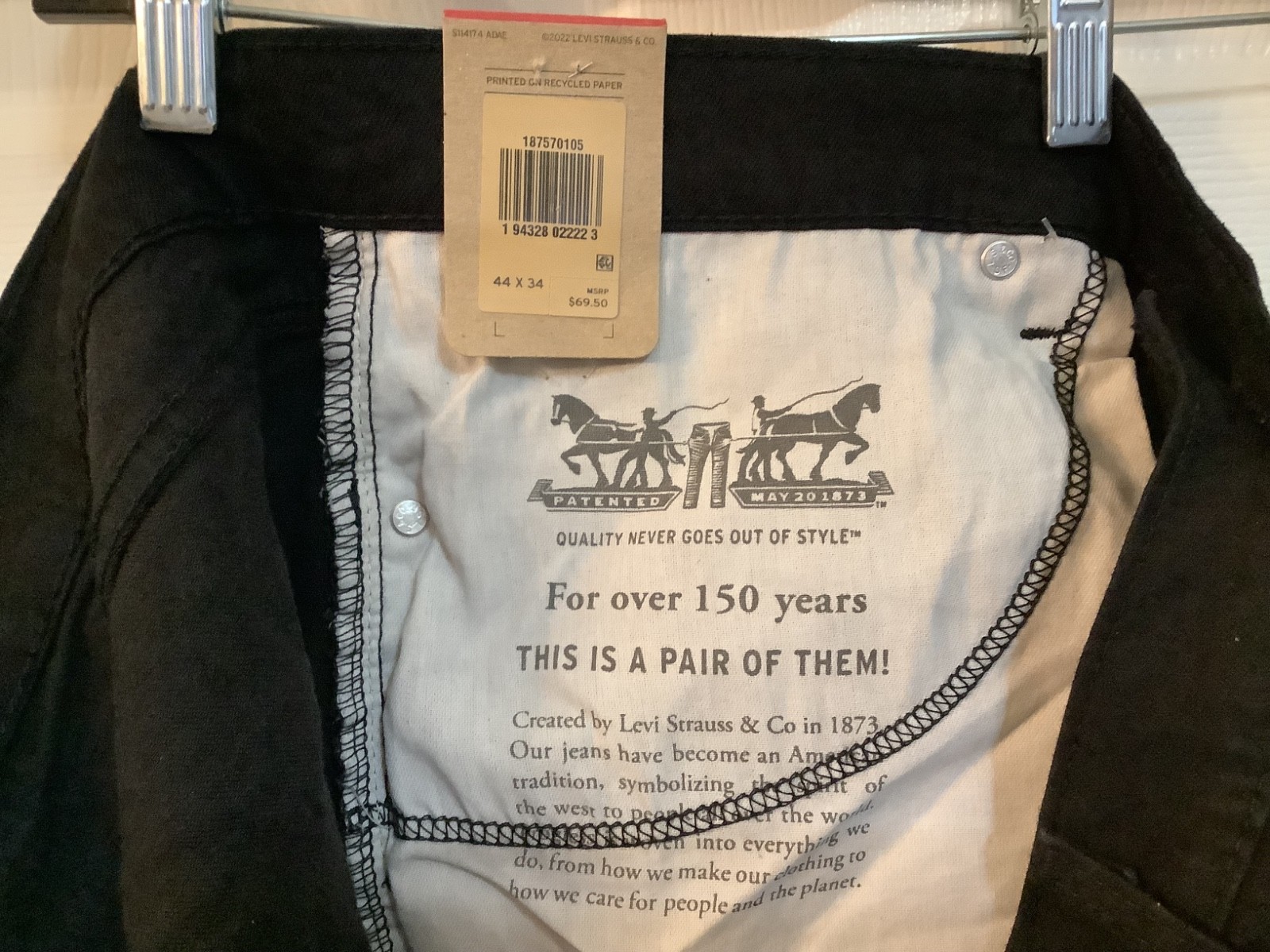 Levi’s 541 Jeans Men’s Athletic Taper All Seasons Tech Stretch 44×34 Black Color