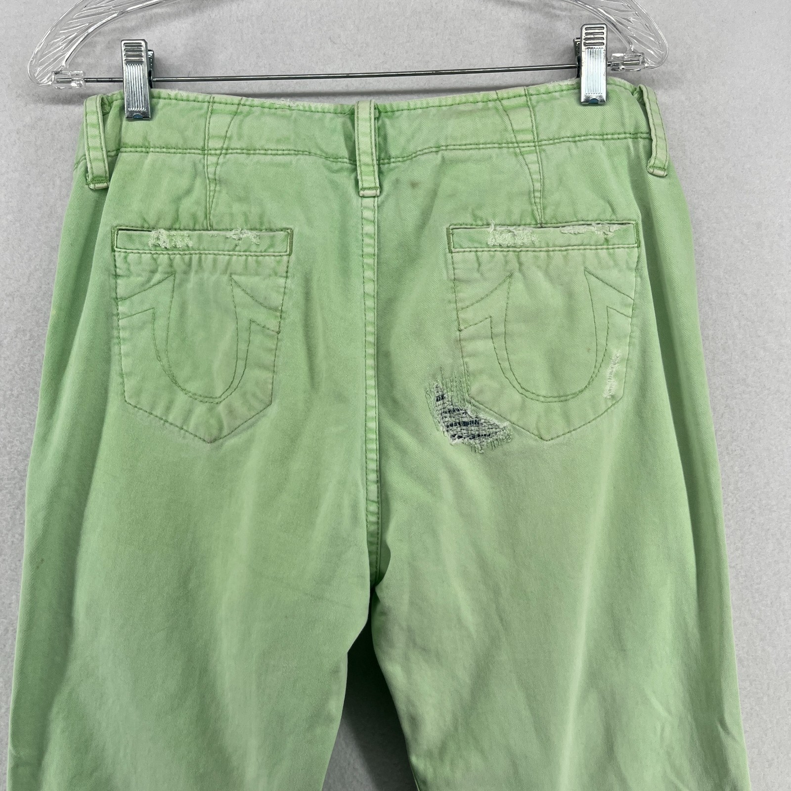 TRUE RELIGION Jeans Men 31 Roman Phoenix Distressed Patchwork Denim Cotton Green