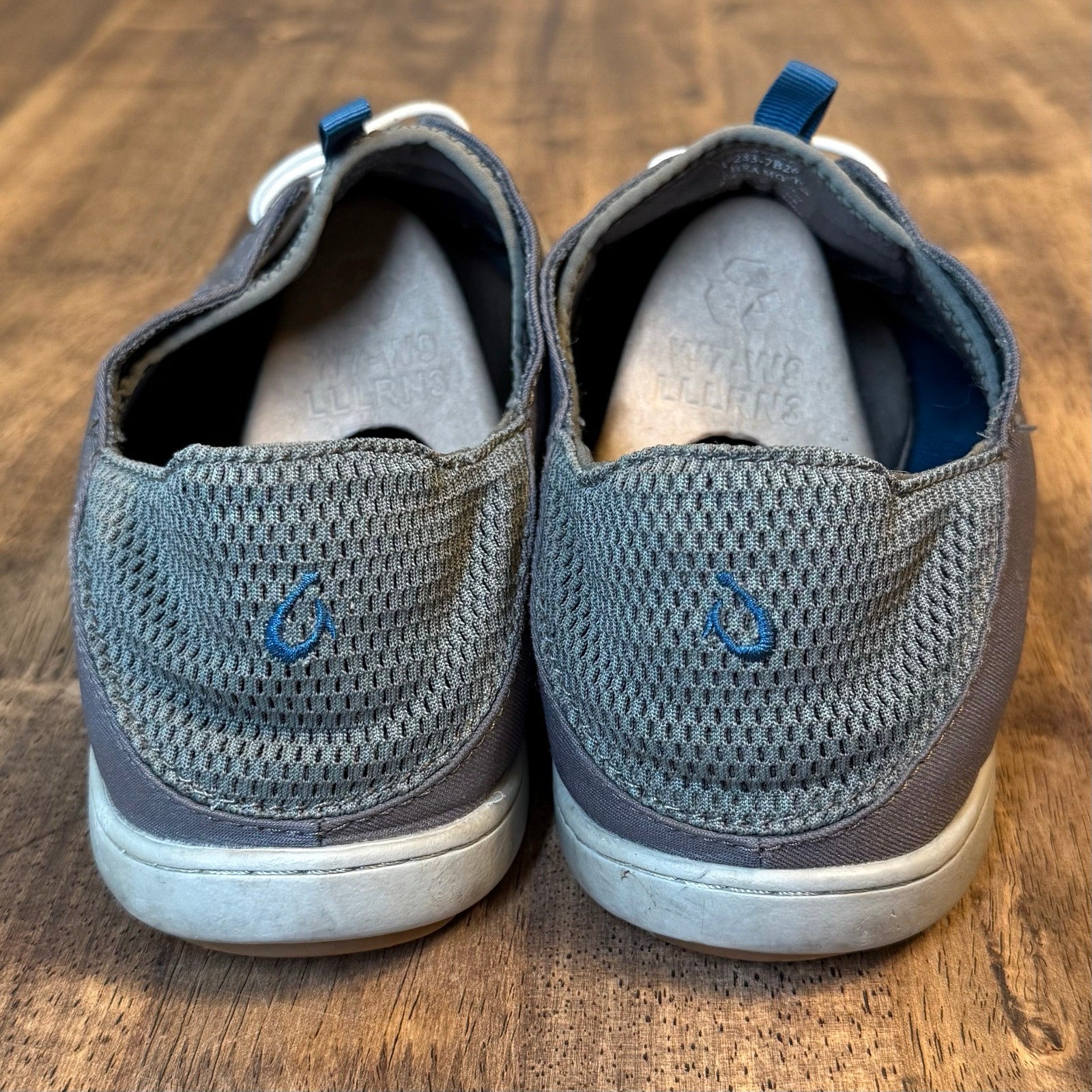 Olukai Boat Shoes Nohea Moku No Tie Beach Casual Slip On Gray/Blue Men’s Size 11