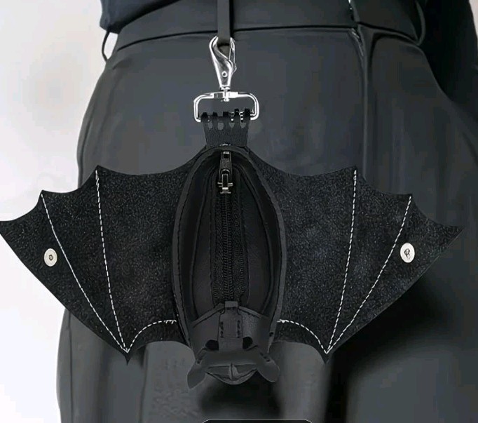 Gothic,midevil Black Faux Leather Bat Coin,keys,pouch, beltloop, Purse Backpack