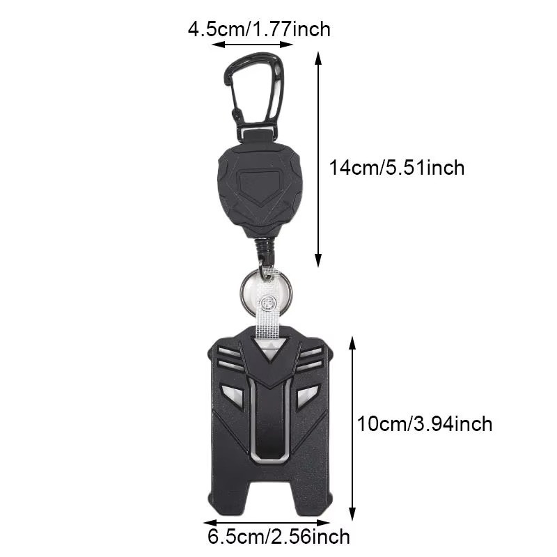 Retractable Badge Holder, Heavy Duty Carabiner Keychain, Tactical ID Card Holder