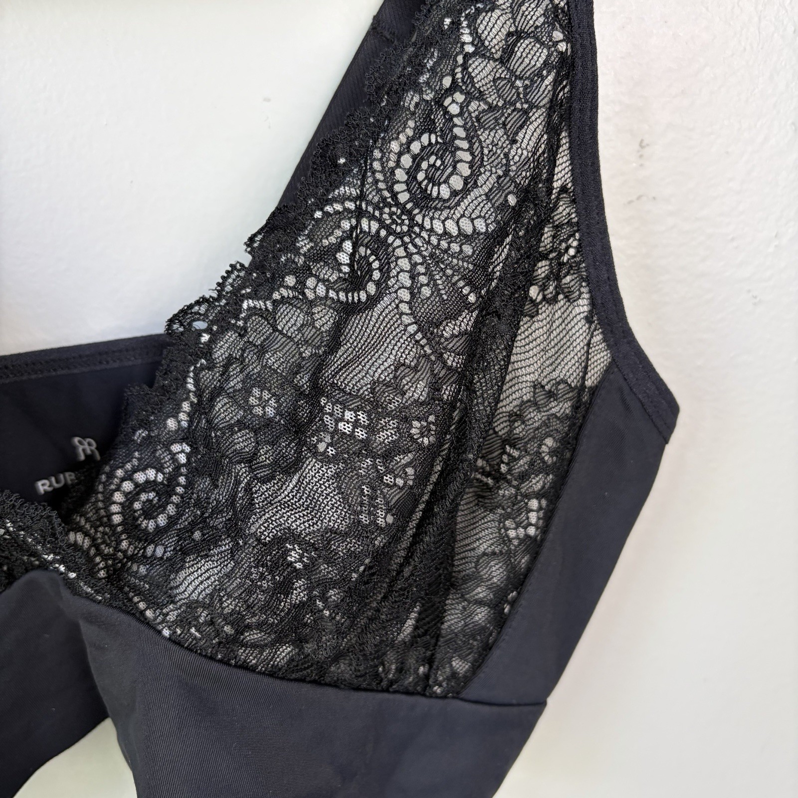 NEW- RUBY RIBBON LACE SECOND SKIN DEMIETTE Black Womens Size 32