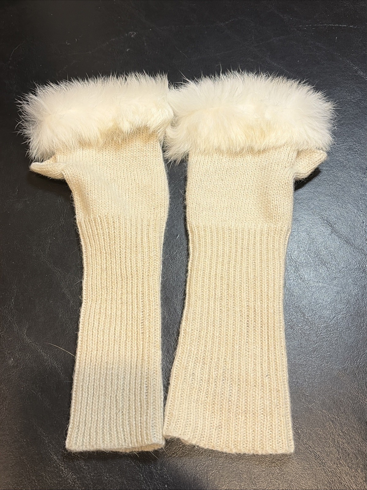 Women Fingerless Gloves Faux Fur Knitted Fall Winter Warmer Wrist
