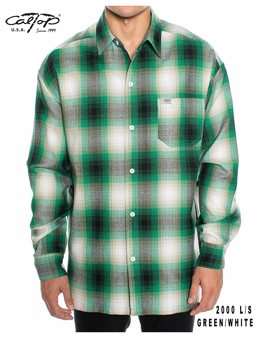 CALTOP OLD SCHOOL FLANNEL VETERANO LONGSLEEVE SHIRT PLAID SM-5X GANGSTER