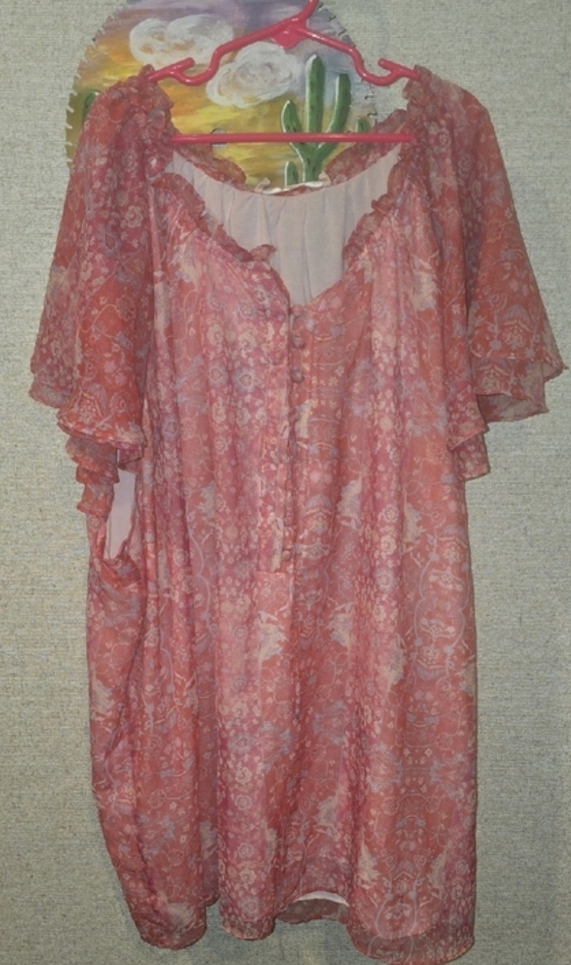 Philosophy Floral 3xl Tunic Top Blouse Sheer Overlay
