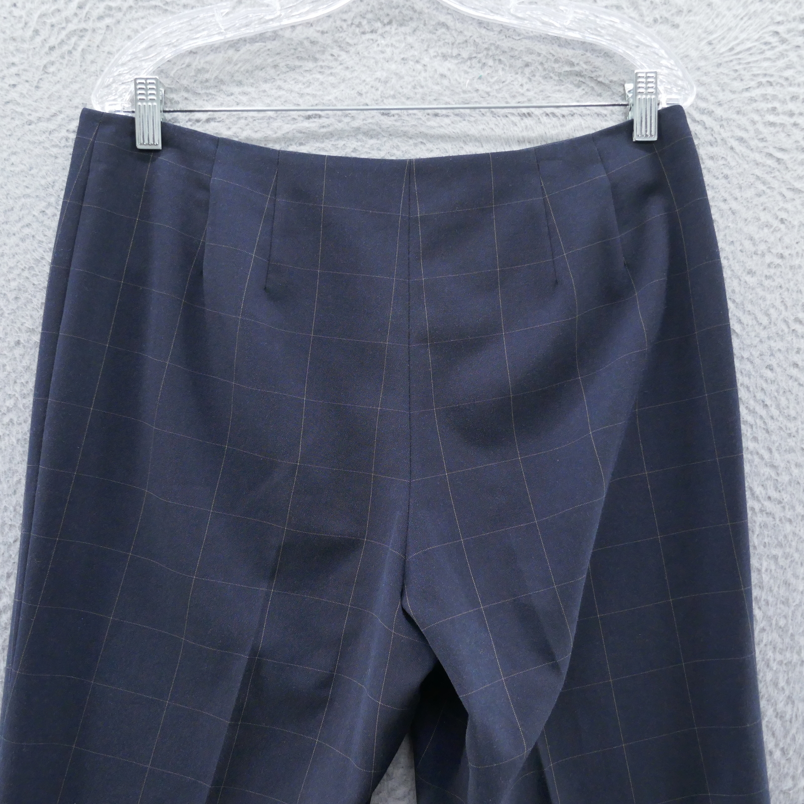 Talbots Collection Womens Plaid Dress Pants 12 Blue Stretch Four Button Career