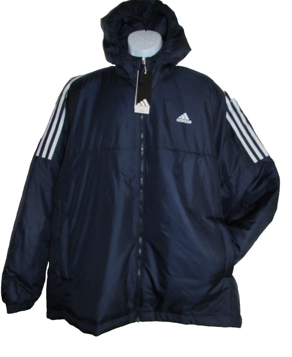 Adidas Essentials Mens size L Navy Insulated Hooded Puffer Outdoor Jacket GT9165