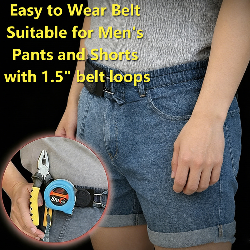 2Pcs Buckle-Less Invisible Waist Belt Closure Tactical Metal Hook Elastic Belt