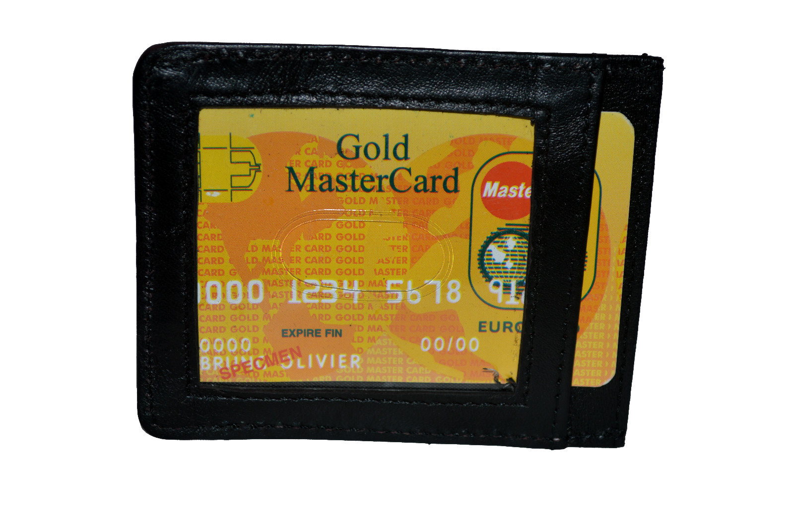 LEATHERBOSS LEATHER MAGNETIC MONEY CLIP WITH BACK CARD POCKET, BLACK
