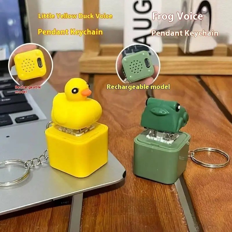 Frog Knocking Toy Frog Keyboard Keychain Decor Emit Light And Sound Pendant TL