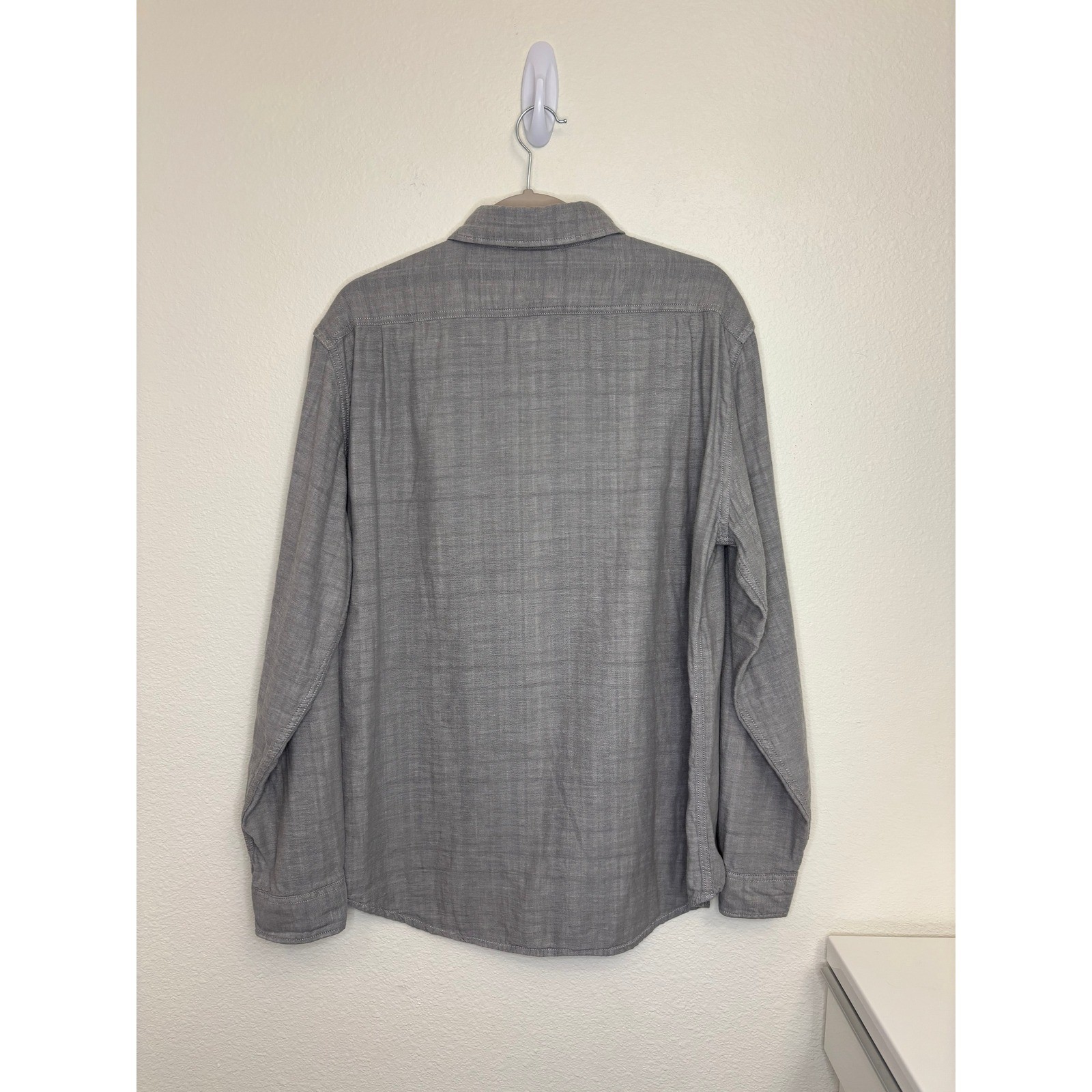 2 Woolrich Mens Button Front Shirt L Cotton Long Sleeve Plaid Lined Navy Gray