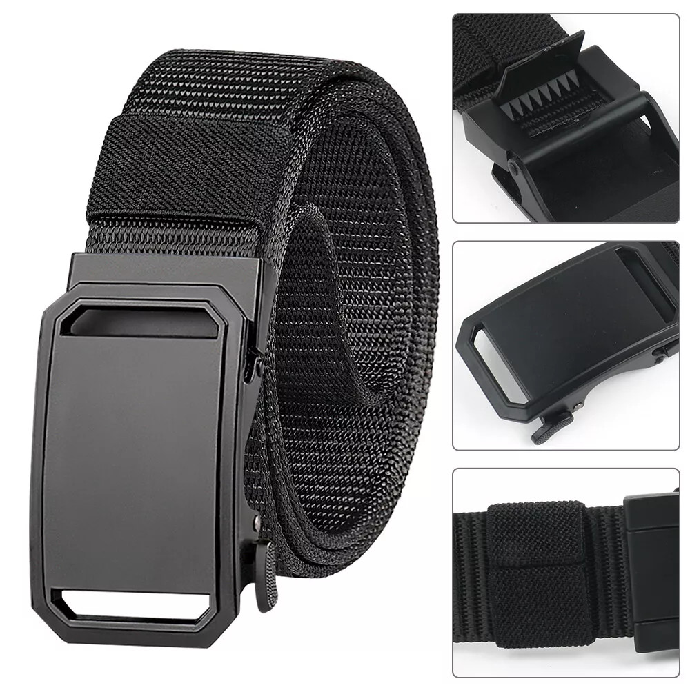 Mens Ratchet Belt Nylon Web Belts for with Automatic Slide Buckle Tactical belt