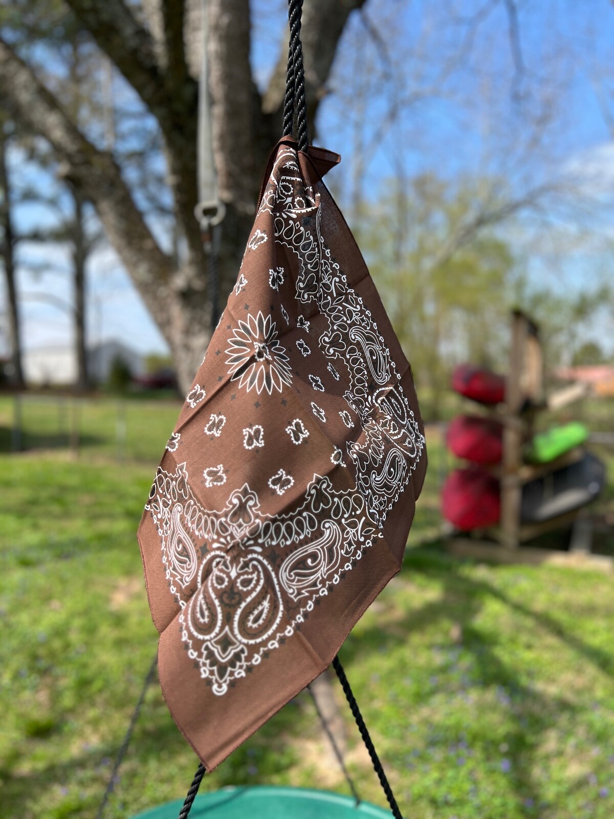 Cocoa Paisley Bandanna USA Made Approx 22×22 inch 100% Cotton Crafts and Fun