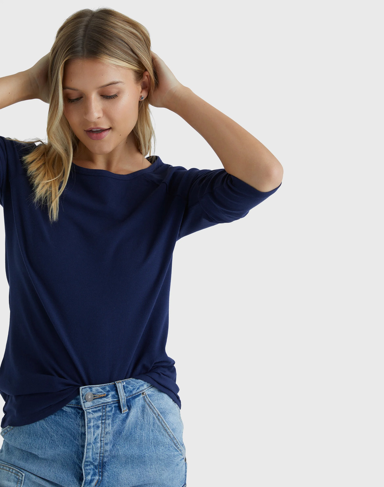 Hanes Women’s T-Shirt Raglan Sleeve Tee Stretch Cotton Plain 6 Colors sz S-2XL