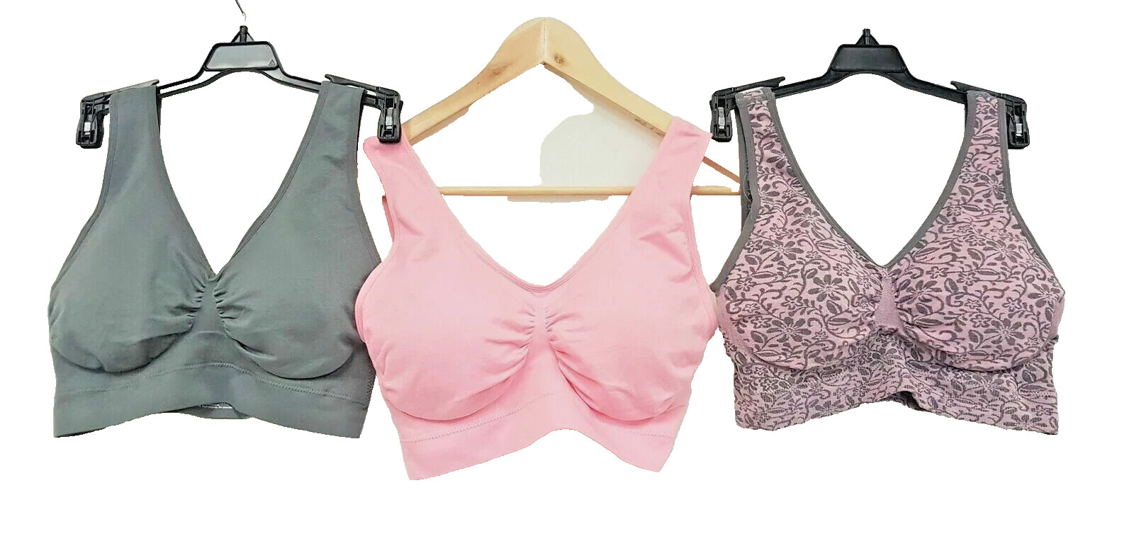 Rhonda Shear 3pack Seamless Jacquard Ahh Bra with Removable Pads, Multi, Small