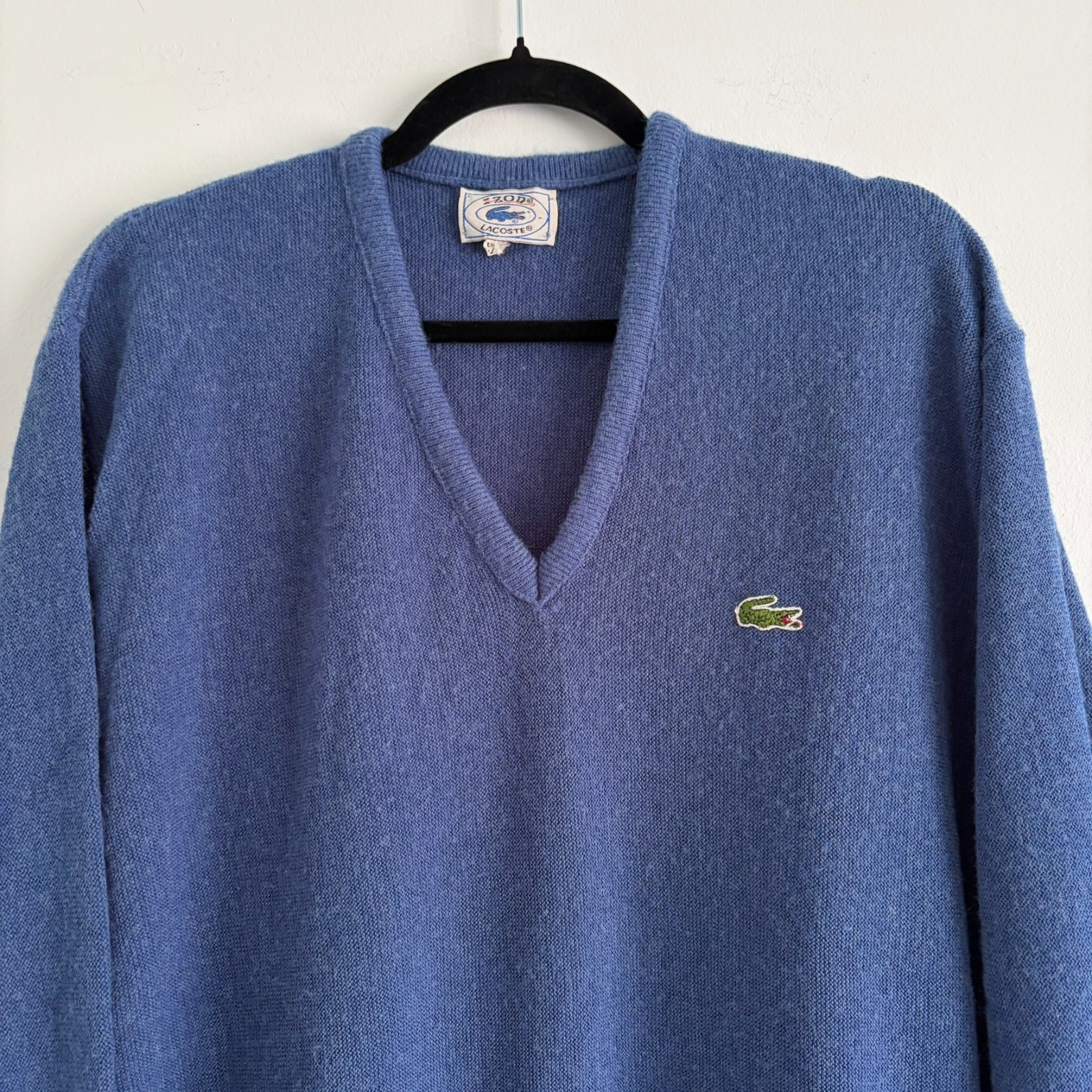 Vintage 80s IZOD Lacoste V Neck Sweater Men’s XL Blue USA Orlon Acrylic Preppy