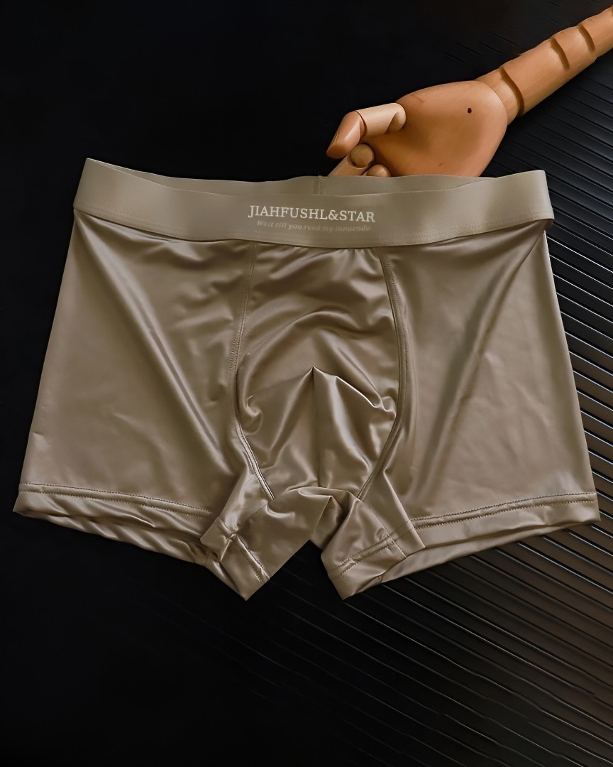4PCS Men’s Ice Silk Underwear Breathable Boxer Shorts Seamless Satin Soft Briefs