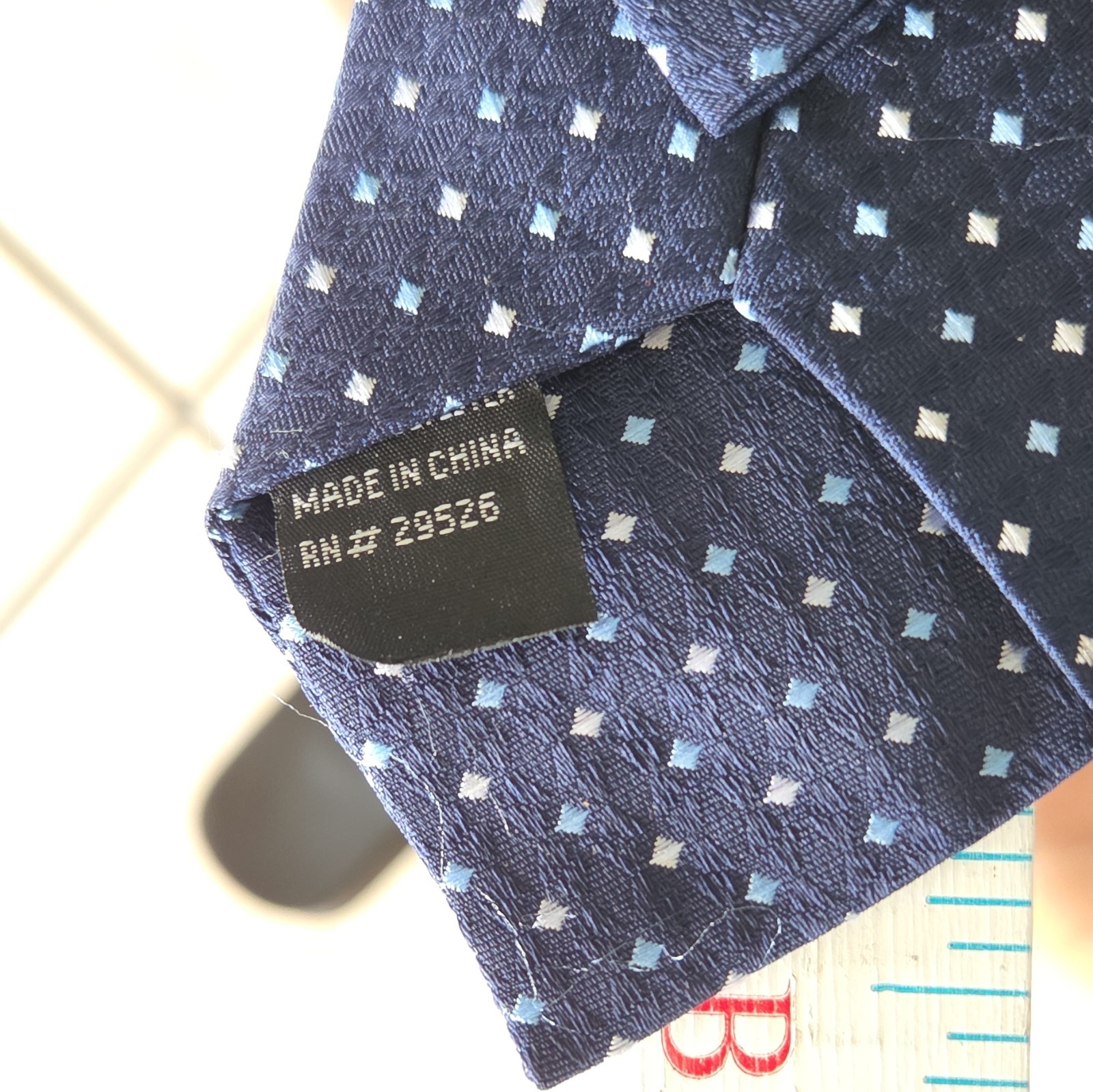 GEORGE Men’s Blue Geometric Woven Pretied Clip-On Standard/Classic Tie