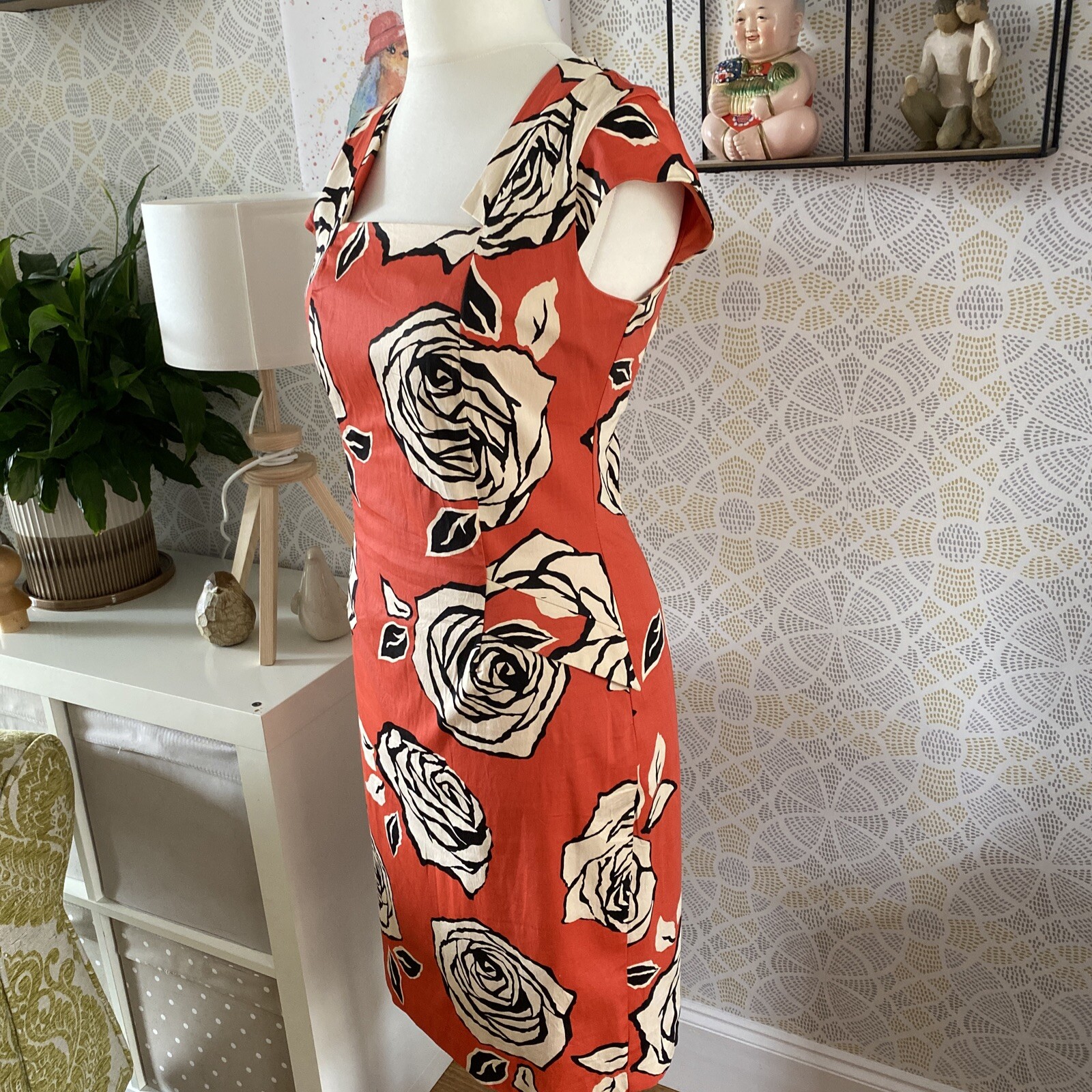 Roman Dress Size 12 Rose Print Party Wedding Guest Party Occasion