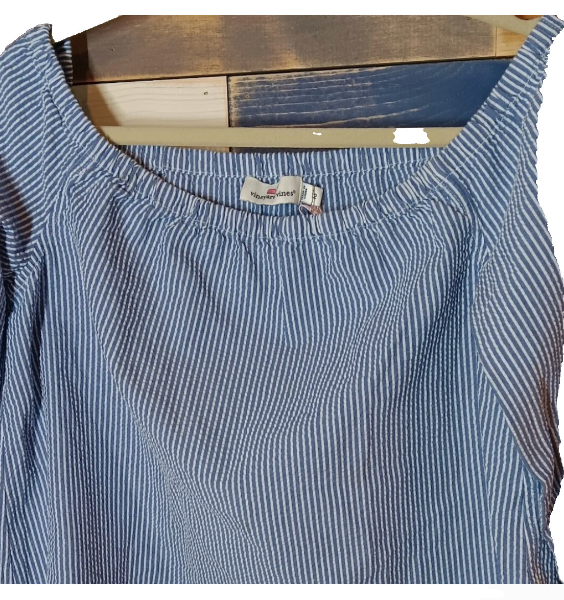 Vineyard Vines Seersucker Off The Shoulder Top 12 Preppy