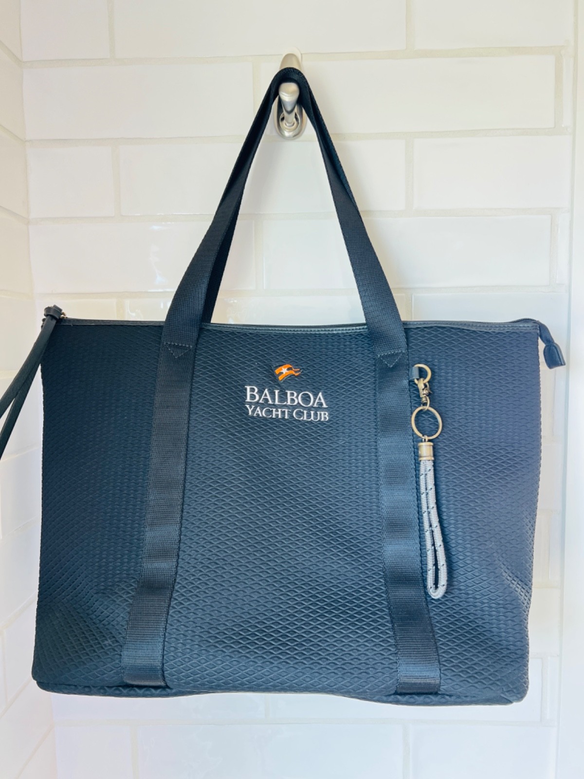 Balboa Yacht Club Elliott Lucca Black Neoprene Tote Bag. BYC LOGO on front