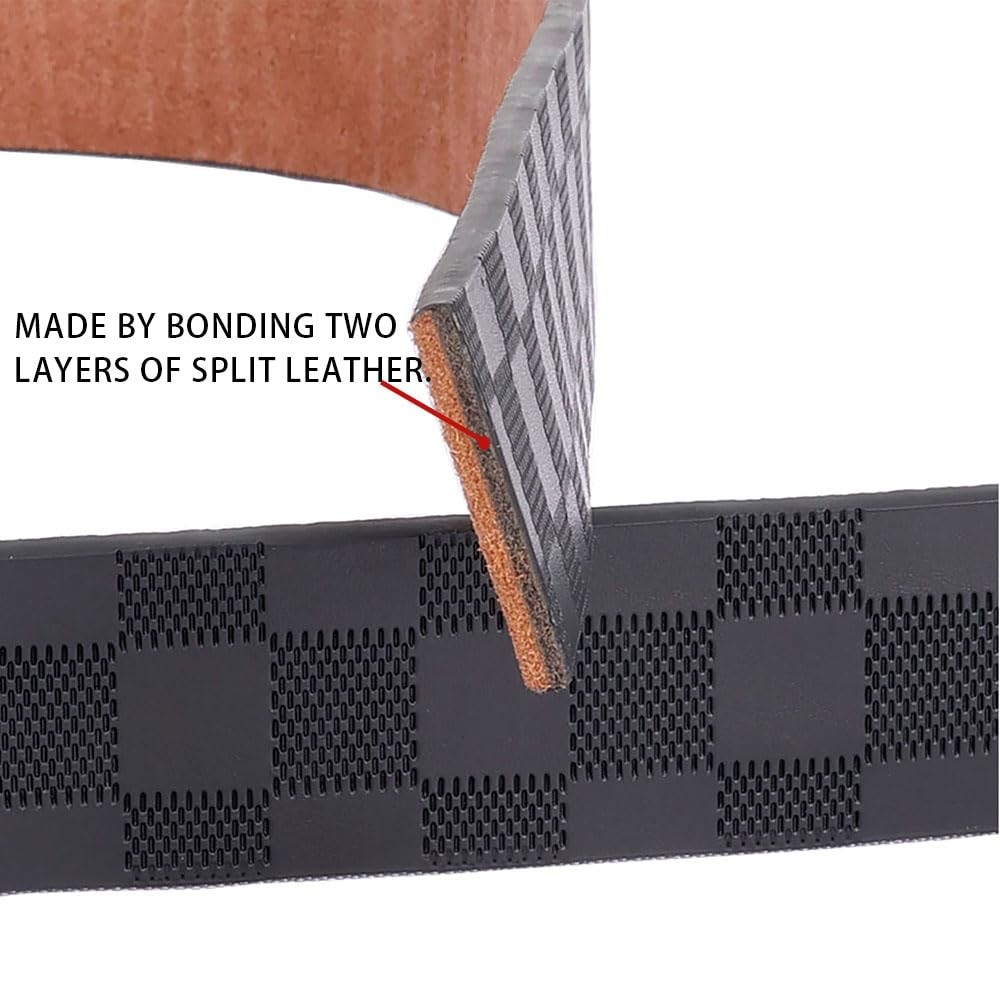 Men’s Genuine Leather Belt – 3.8cm Wide Adjustable Cowhide with Premium Alloy…
