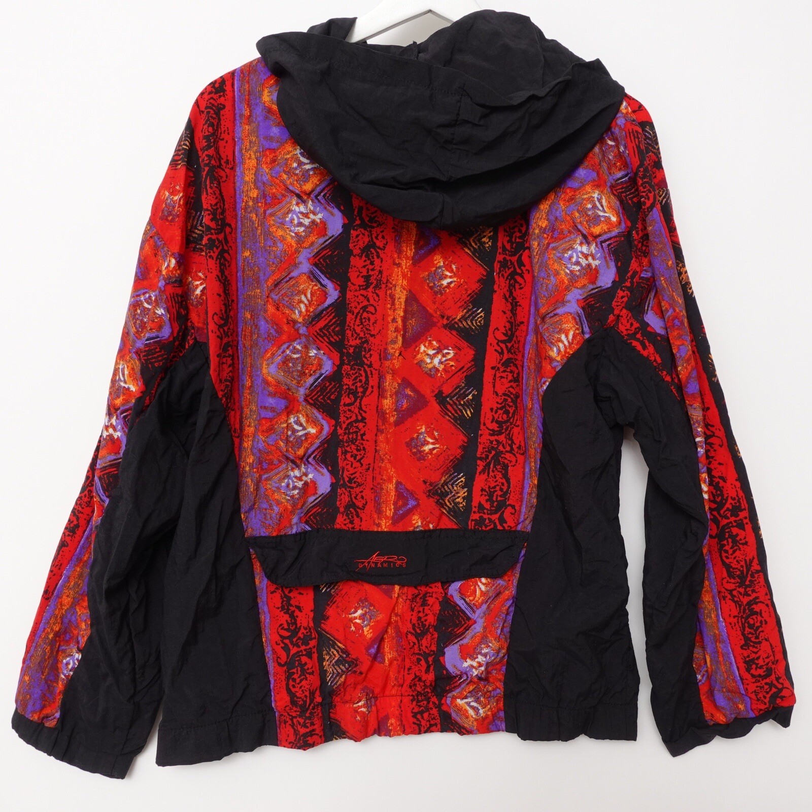Vintage Womens 80s 90s Bike Cycling Jacket Hooded Windbreaker All Over Print AOP