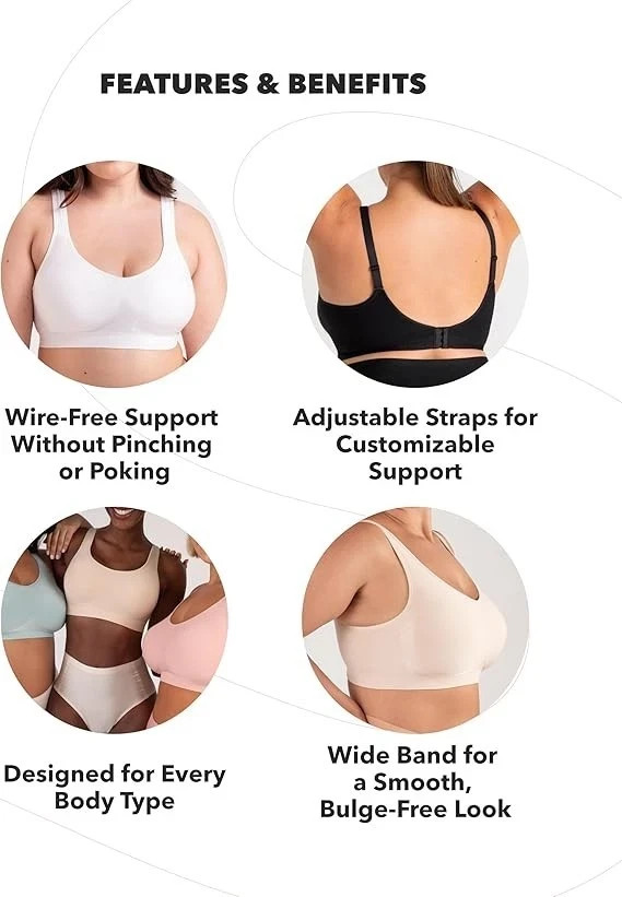 Shapermint Essentials Everyday Comfort Straps Wireless Shaping Bra, L, M, 3XL,