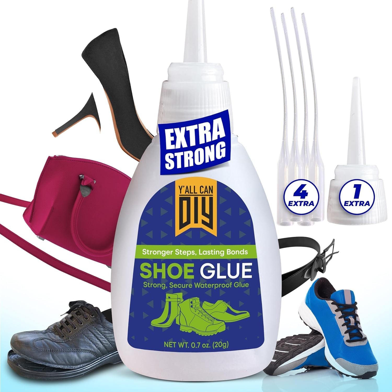 Y’allCanDiy Heavy Duty Shoe Glue for Waterproof Repairs – Quick-Dry 0.7 Oz