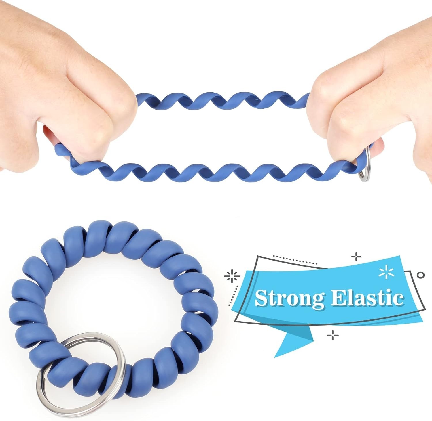 9 Pcs Wristlet Keychain Flexible Spiral Coil Wrist Band Bracelet Key Holder