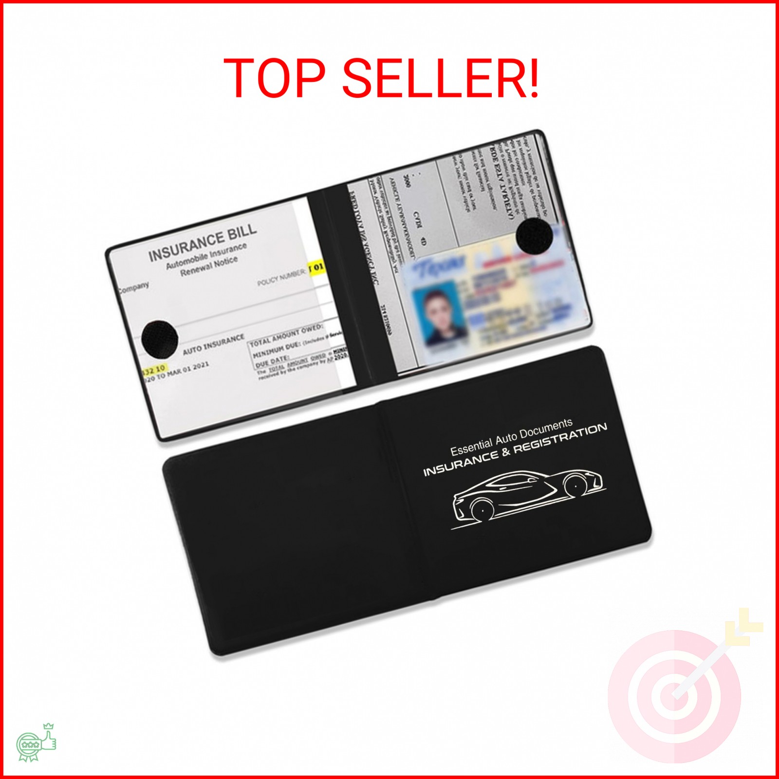 WINUERK 2PCS Car Registration and Insurance Card Holder, 10.6”×4.8” Essential