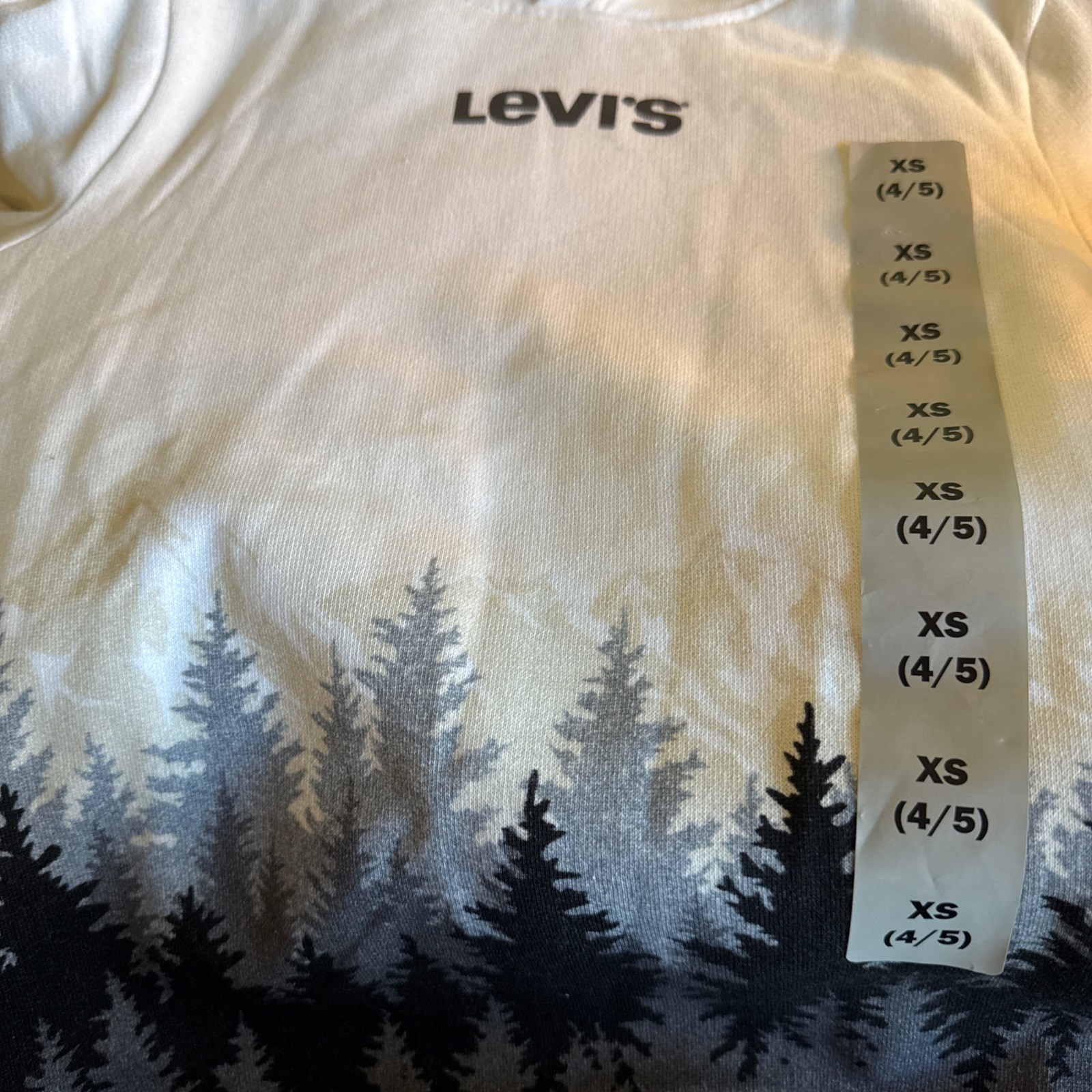 Levi’s Boy’s Hoodie Easy Fit Soft Fleece Size XS (4-5) Dark Shadow Pine Trees
