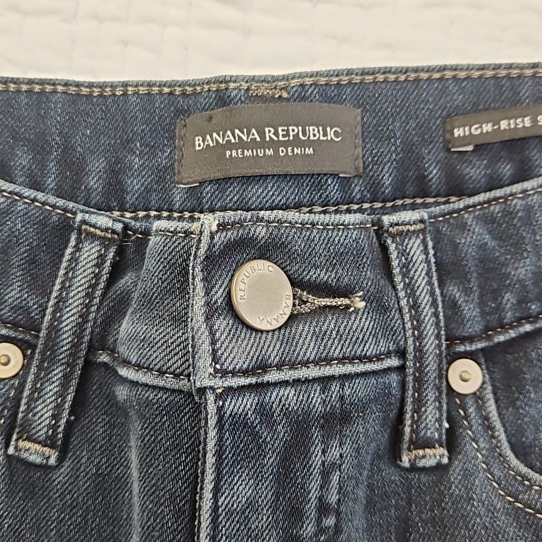 Banana Republic Premium Jeans Women’s 27L (28×30) Raw Hem Dark Wash Leggings EUC
