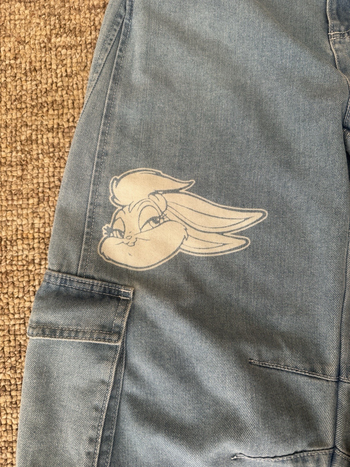 Justice Looney Tunes Y2K Girls Cargo Jeans Size 18 Tweety Bugs Bunny (Women 2)
