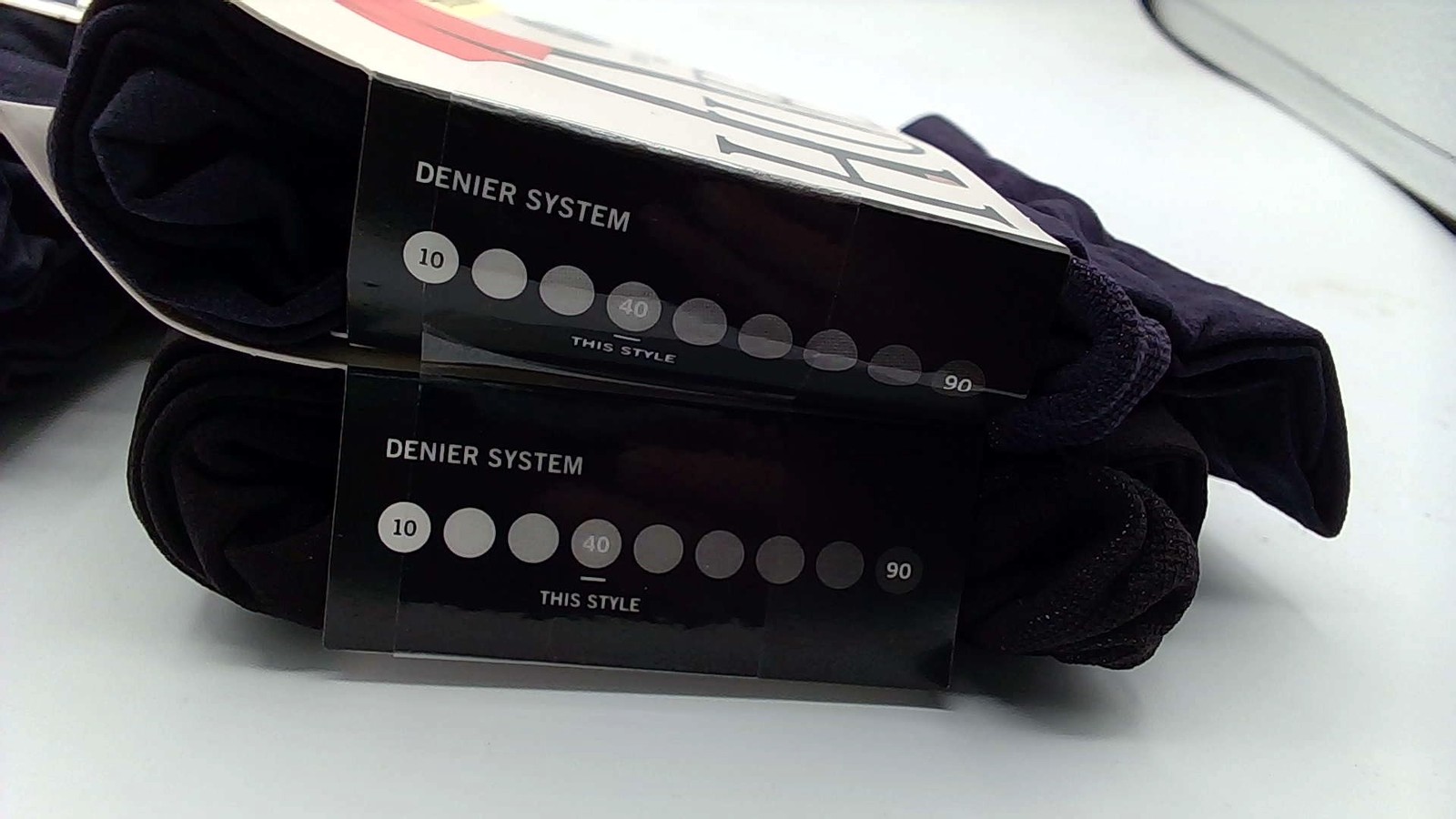 4 Pairs Hue Opaque Control Top Tights, 40 Denier, Color Black & Navy, Size 2
