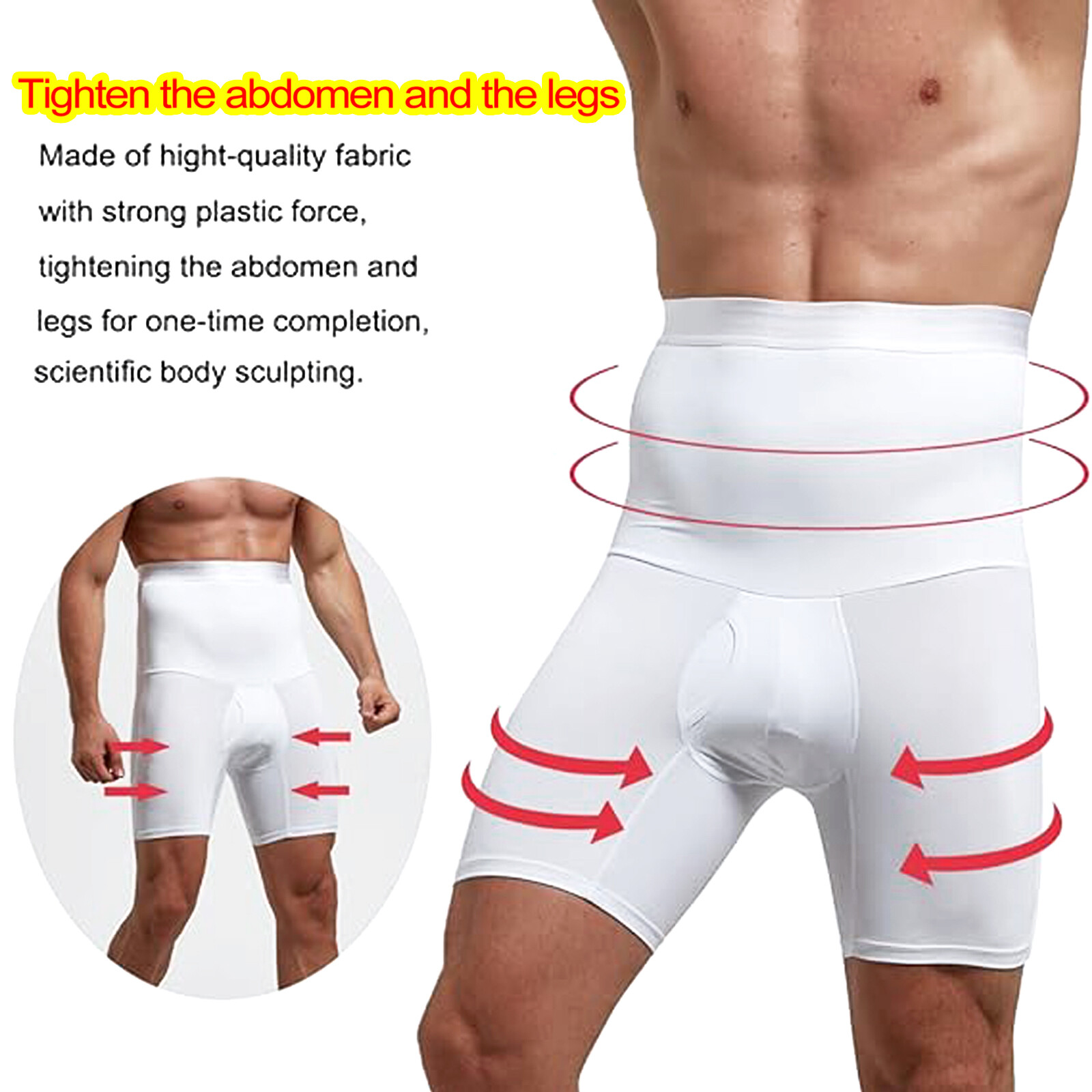 Mens Body Shaper Posture-Improving Tummy Control Compression Boxers Underwear