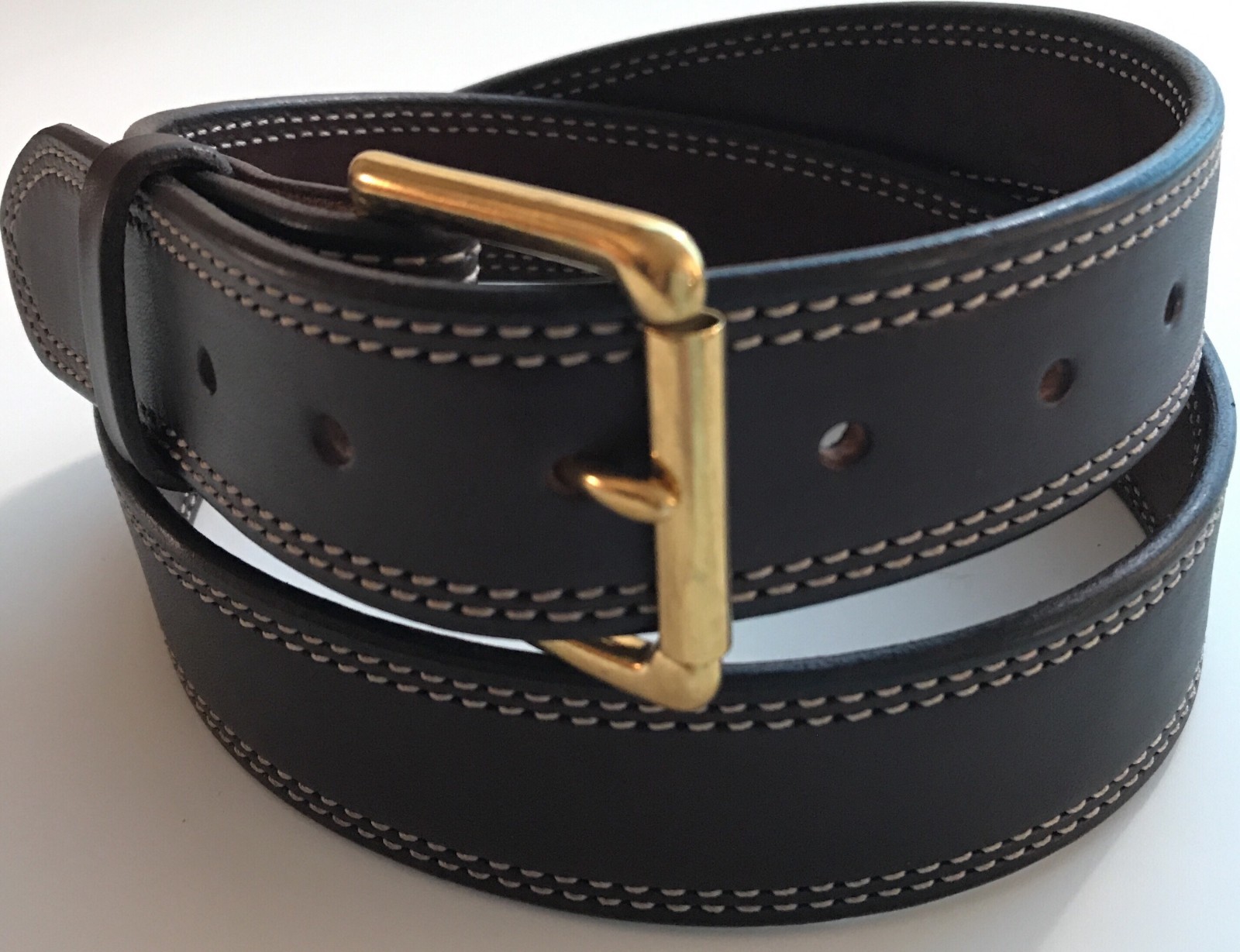 AMISH MADE WICKETT & CRAIG 1.5″ STITCHED REAL LEATHER WORK GUN HOLSTER BELT USA