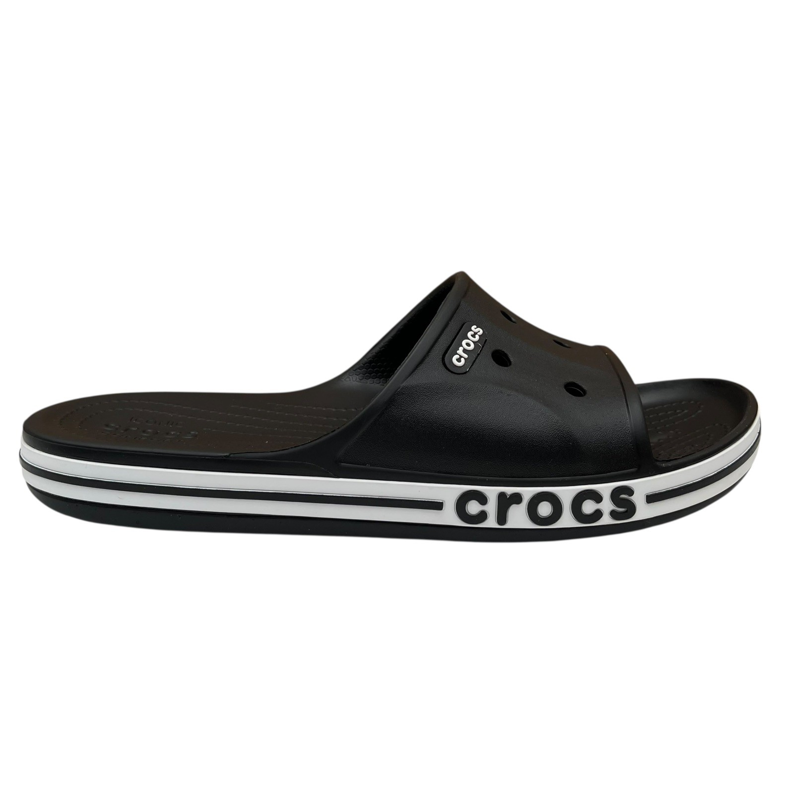Crocs Bayaband Mens Slide Sandals Size 10 Black White Water Friendly Lightweight