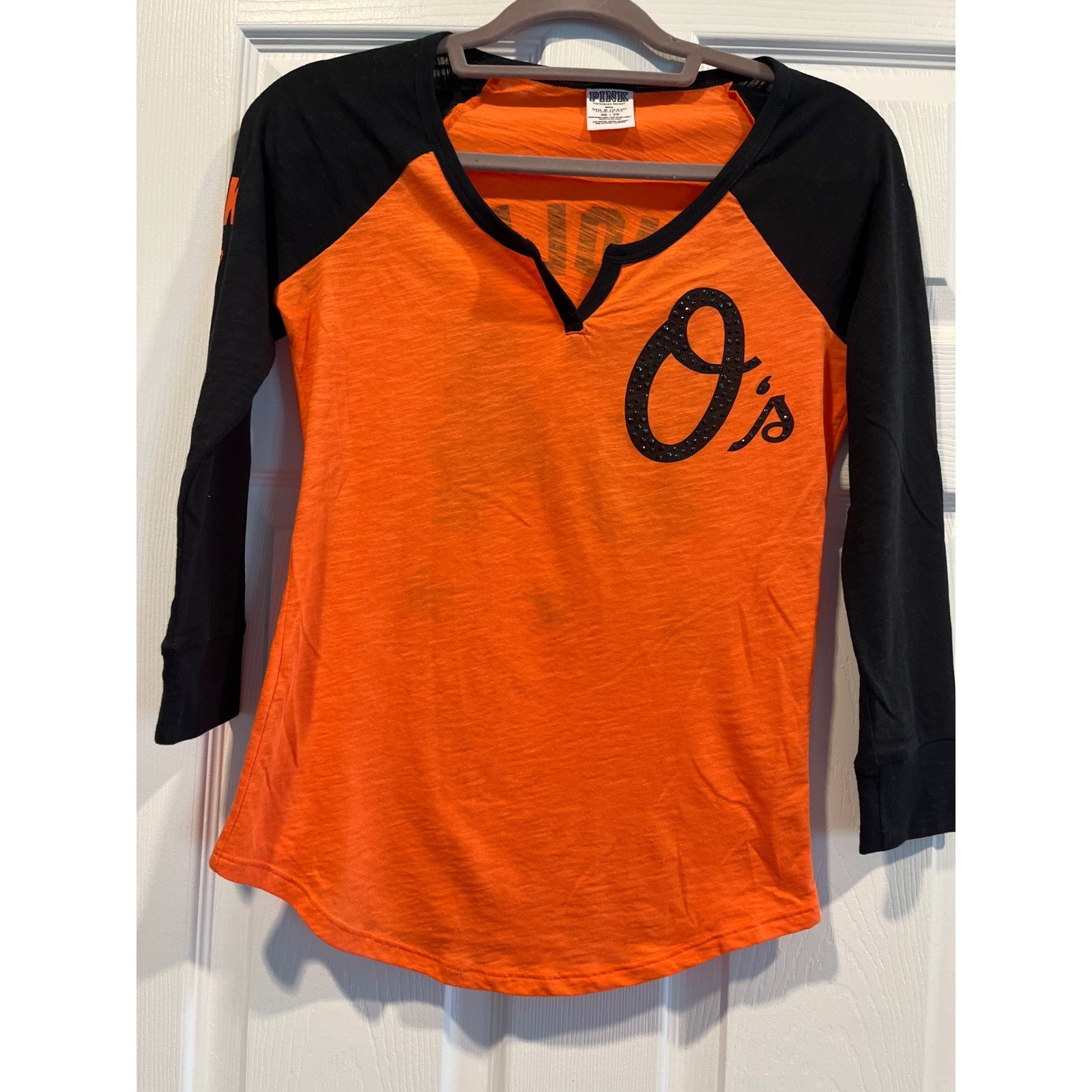 Pink Victoria’s Secret Baltimore Orioles Baseball Tee Orange Black XS 54 O’s