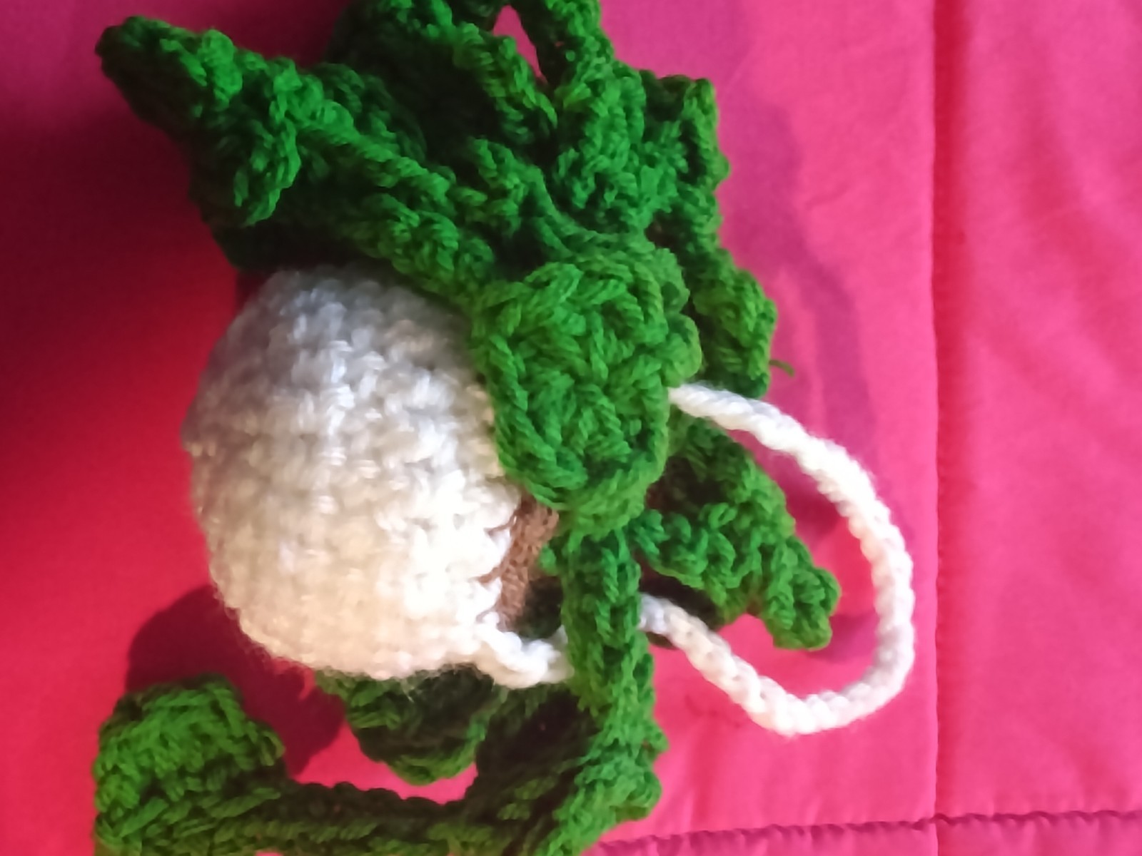 Handmade Crochet Brown Handbag Purse Pink Floral Accents Top Handle Bag Charm