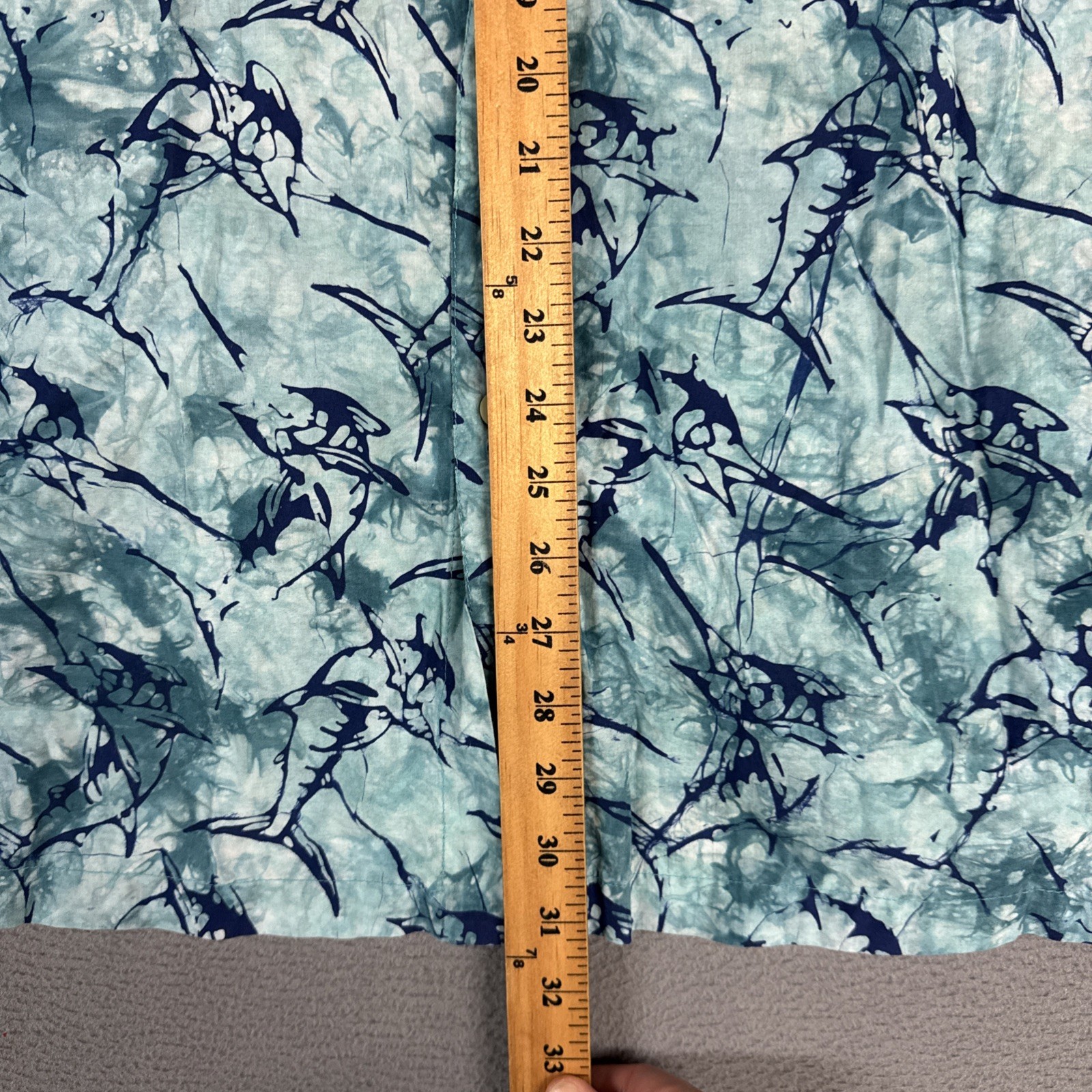 Rum Reggae Shirt Mens M Blue Fish Print Hawaiian Short Sleeve Button Up Cotton